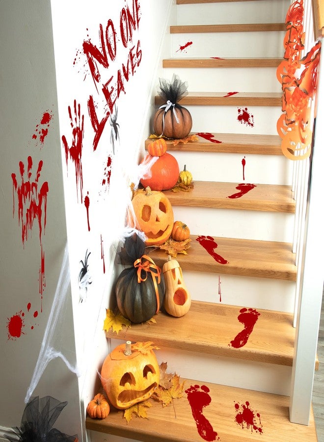 YOTNUS Halloween Bloody-Handprint-Footprints Floor Stickers, Scary Halloween Party Indoor/Outdoor Decoration, for Windows Clings, Car - 12 Sheets - Image 3